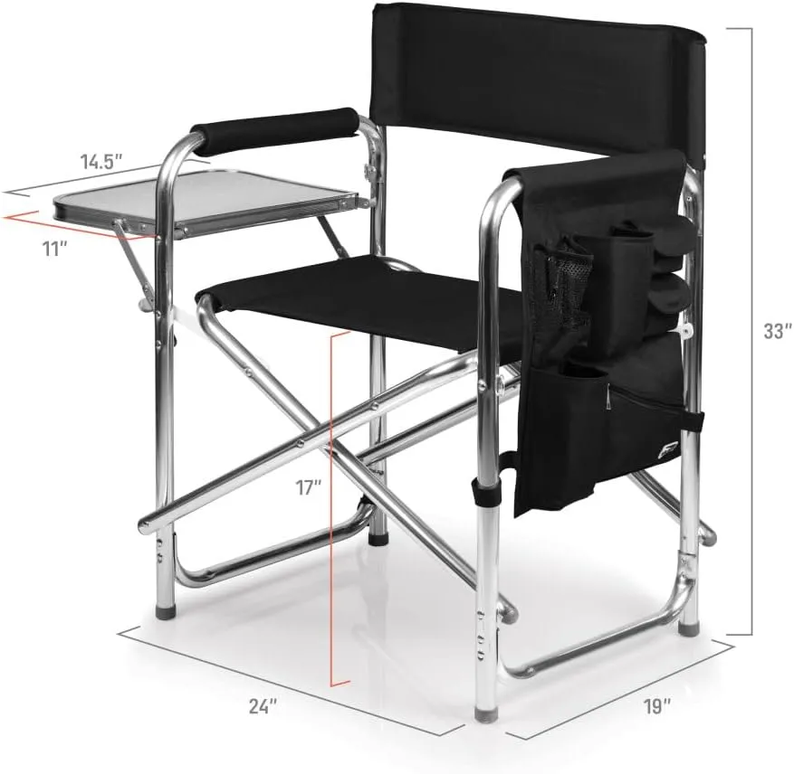 PICNIC TIME NCAA Cal Bears Sports Chair with Side Table - Beach Chair - Camp Chair for Adults