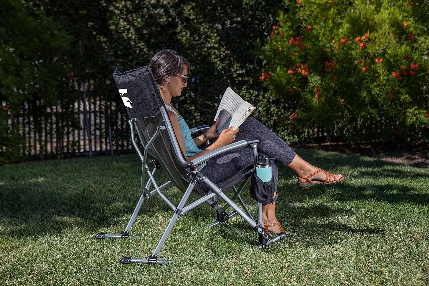 PICNIC TIME NCAA Outdoor Rocking, XL Heavy Duty Camping Chair for Adults