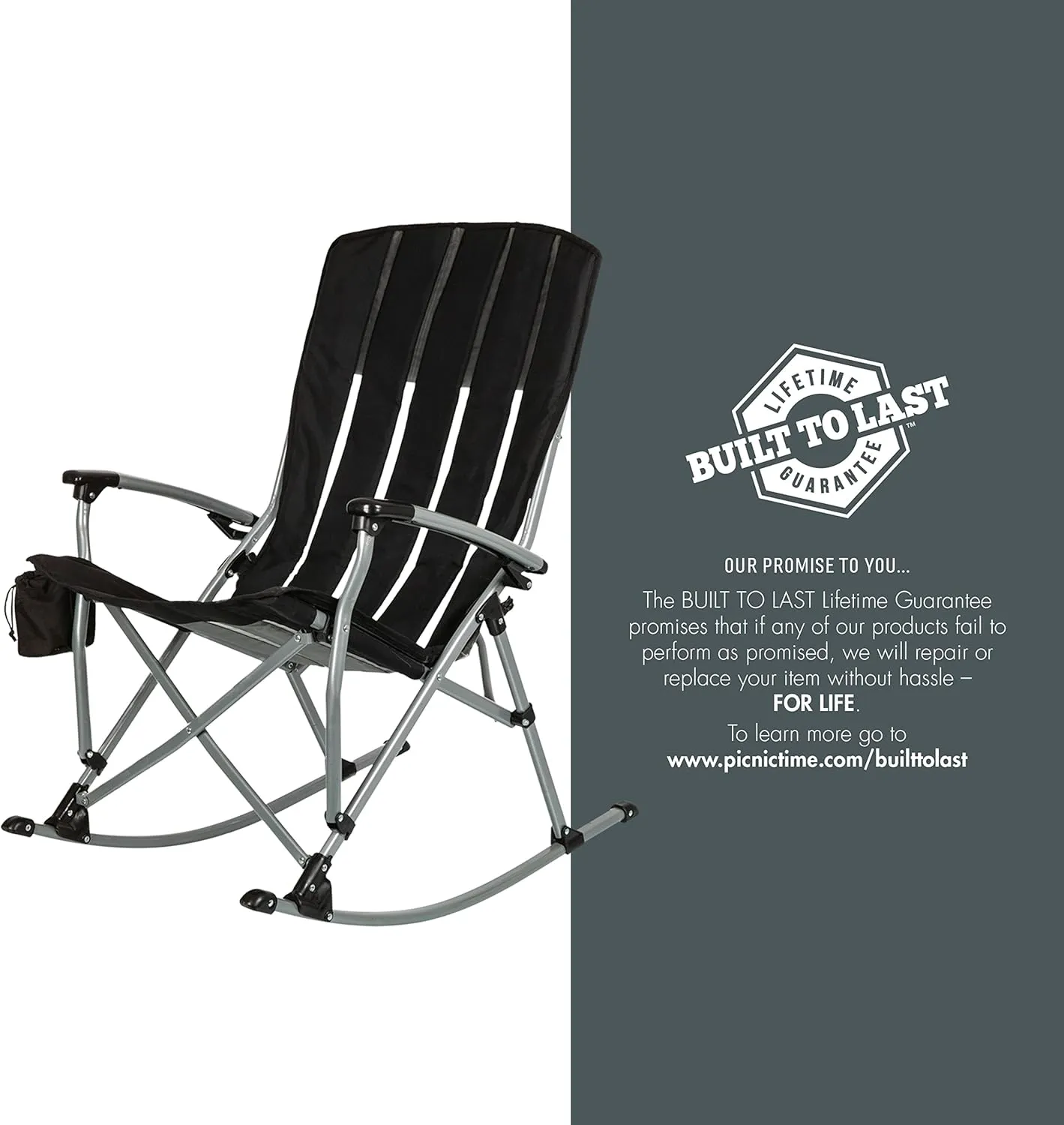 PICNIC TIME NCAA Outdoor Rocking, XL Heavy Duty Camping Chair for Adults