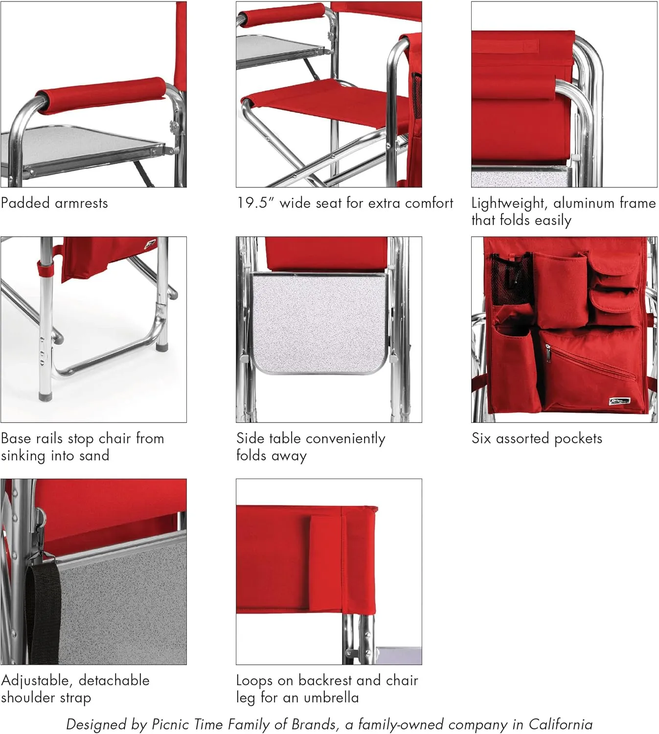 PICNIC TIME NFL Unisex-Adult NFL Sports Chair with Side Table, Beach Chair, Camp Chair for Adults