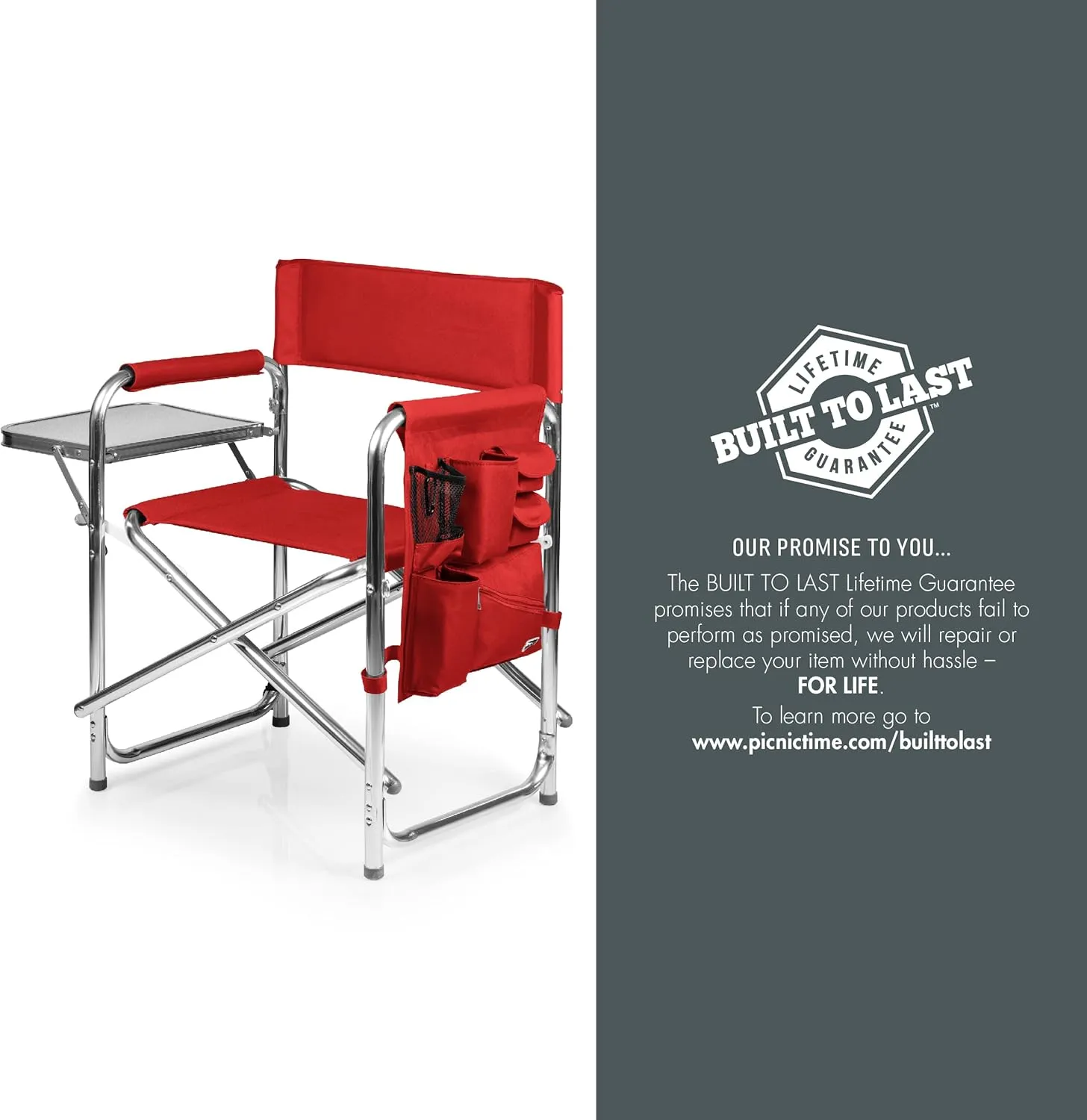 PICNIC TIME NFL Unisex-Adult NFL Sports Chair with Side Table, Beach Chair, Camp Chair for Adults