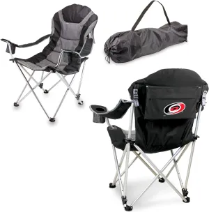 PICNIC TIME NHL Carolina Hurricanes Reclining Camp Chair, Beach Chair for Adults, Sports Chair with Carry Bag, (Black with Gray Accents)