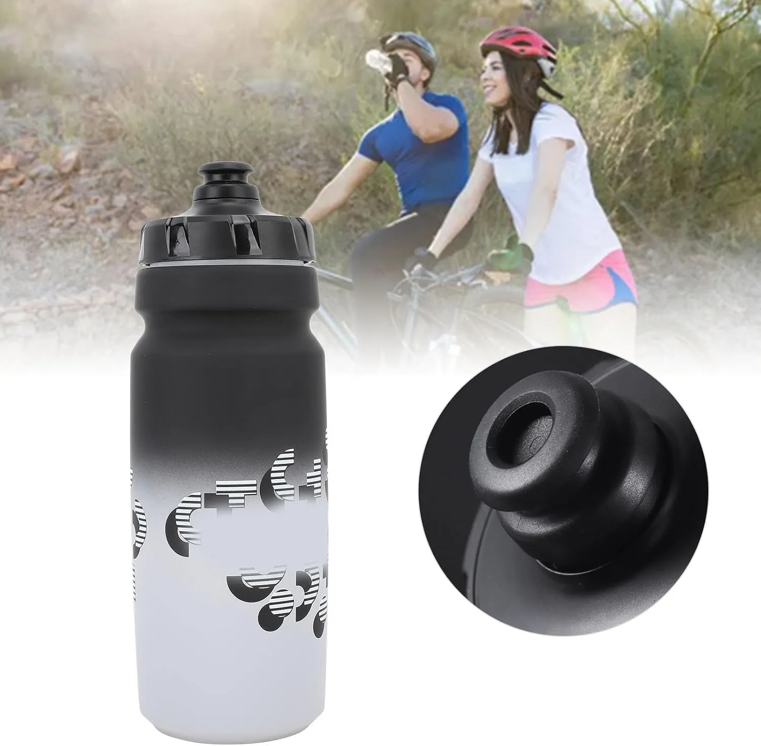 Pilipane Bike Water Bottle Portable Leakproof Squeeze Water Bottles for Outdoor Sports Running 750ml Large Capacity Durable Cycling Bottle Universal Fit for Cage PP Material (Black Grey)