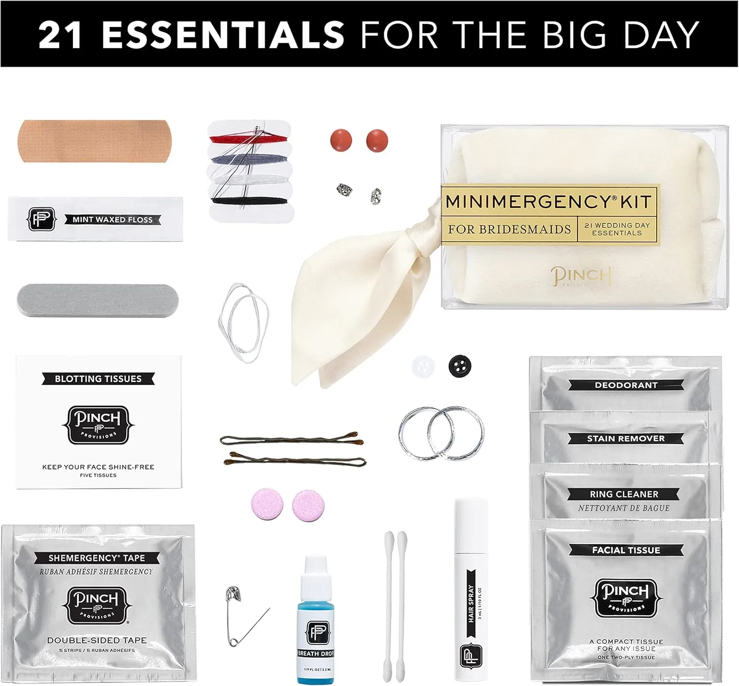 Pinch Provisions Velvet Minimergency Kit for Bridesmaids, Includes 21 Emergency Wedding Day Must-Have Essentials, Perfect Bridal Shower and Bridesmaids Proposal Gift