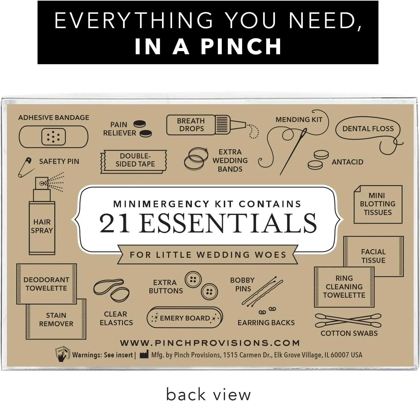 Pinch Provisions Velvet Minimergency Kit for Bridesmaids, Includes 21 Emergency Wedding Day Must-Have Essentials, Perfect Bridal Shower and Bridesmaids Proposal Gift
