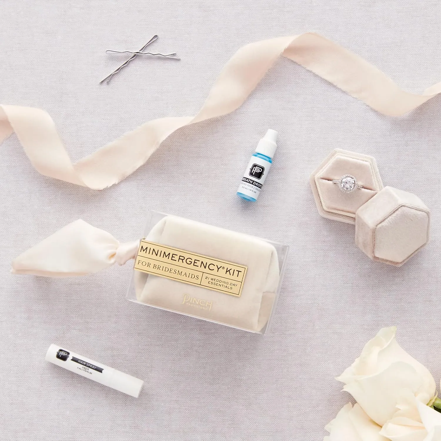 Pinch Provisions Velvet Minimergency Kit for Bridesmaids, Includes 21 Emergency Wedding Day Must-Have Essentials, Perfect Bridal Shower and Bridesmaids Proposal Gift