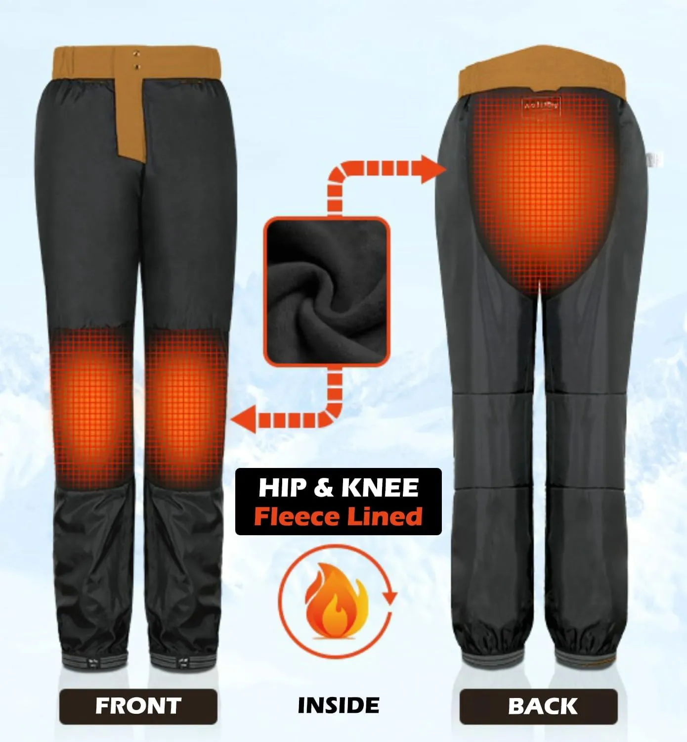 Pioneer Camp Mens Snow Ski Pants Waterproof Insulated Fleece Lined Snowboard Hiking Outdoor Zipper Bottom Leg With Suspenders