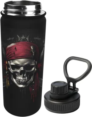 Pirates Flag 18 OZ Insulated Stainless Steel Bottles, Sports Water Tumbler with Lid Unisex Insulated Water Cup for Outdoor Sports Hiking Cycling