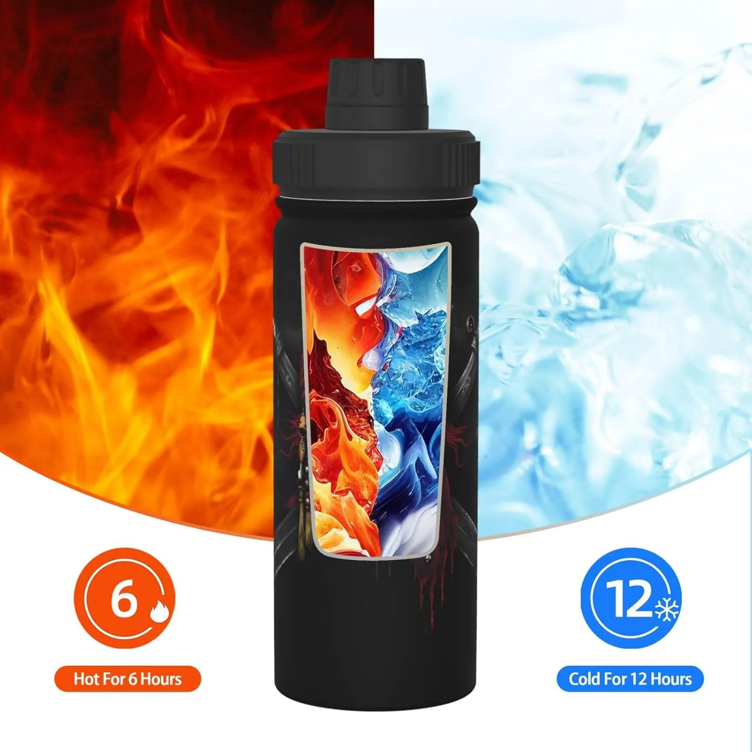 Pirates Flag 18 OZ Insulated Stainless Steel Bottles, Sports Water Tumbler with Lid Unisex Insulated Water Cup for Outdoor Sports Hiking Cycling