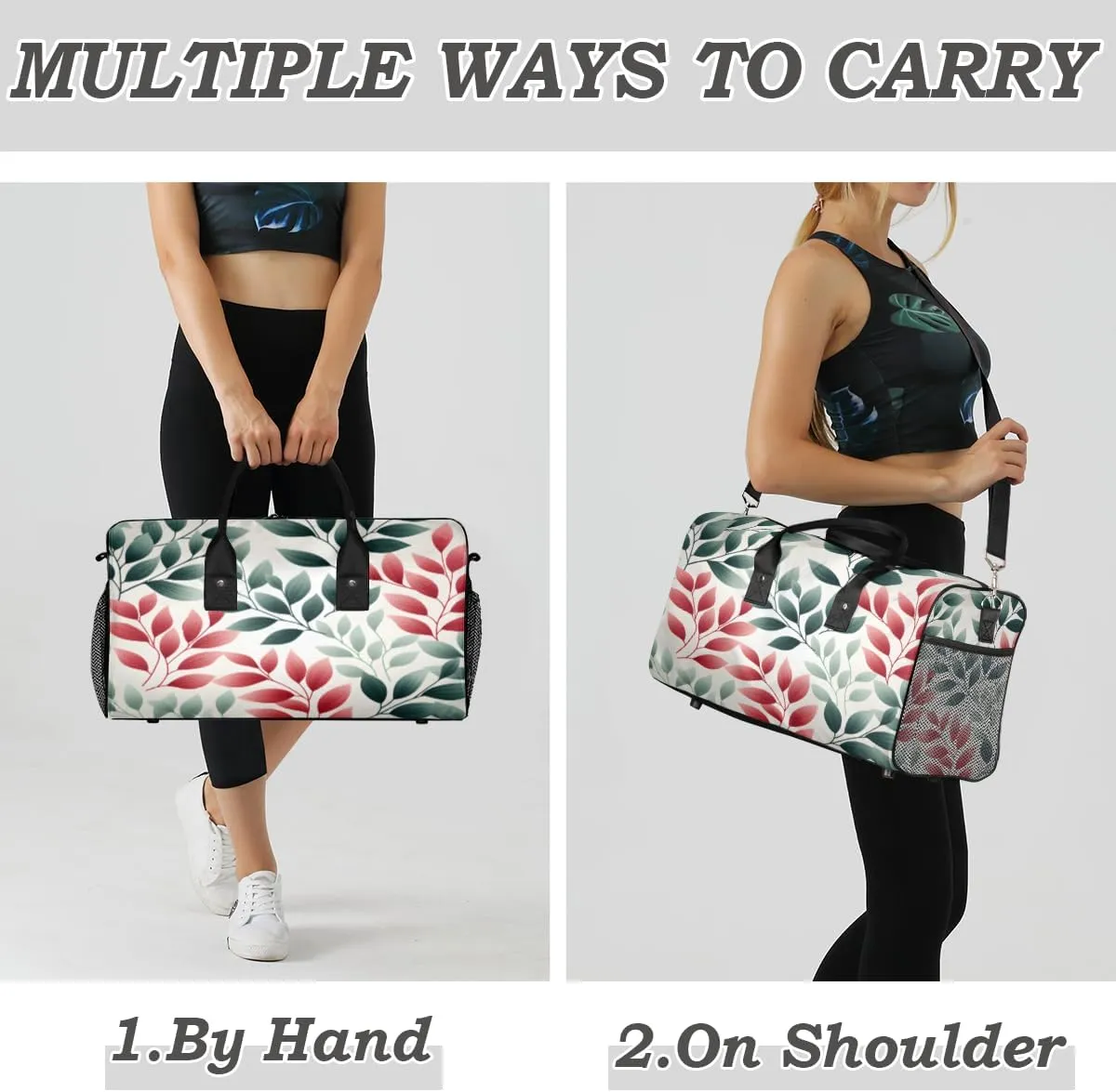 Plants Leaves Travel Duffle Bag for Women Men Foldable Waterproof Weekender Bag Carry on Tote for Overnight Sports Gym Leaves Plant