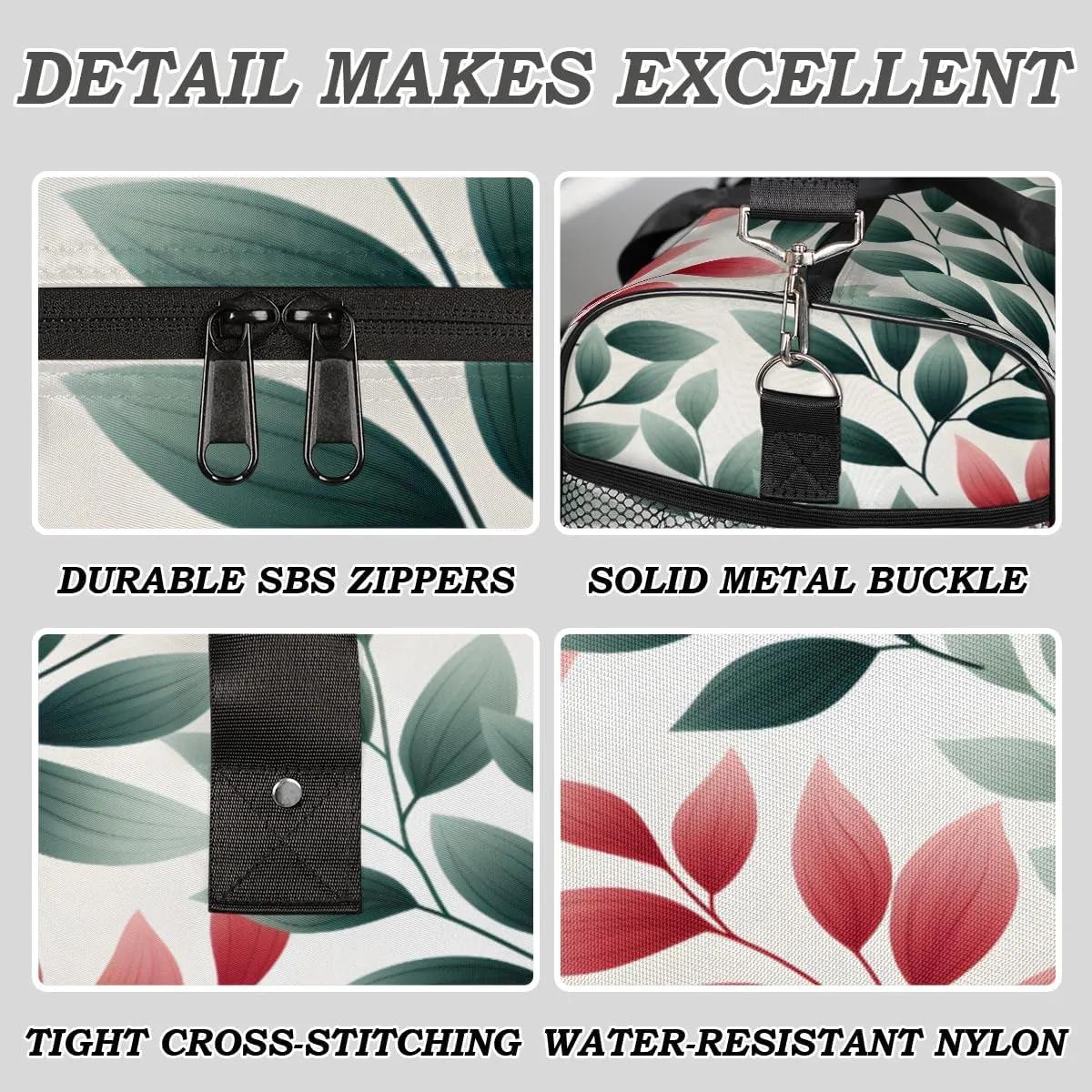 Plants Leaves Travel Duffle Bag for Women Men Foldable Waterproof Weekender Bag Carry on Tote for Overnight Sports Gym Leaves Plant
