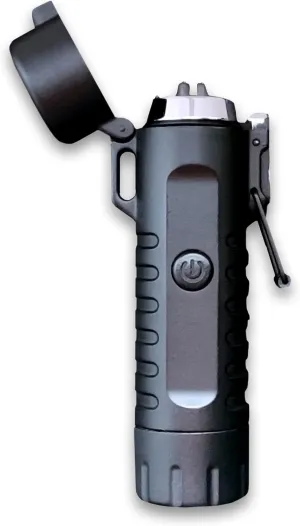 Plasma Lighter - Rechargeable Mini Flashlight - Camping Essentials (Black)