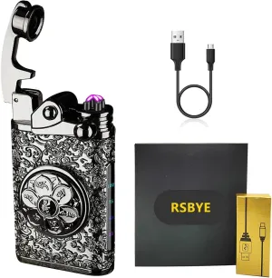 Plasma Lighter - USB Rechargeable, Windproof, Flameless Dual Arc Electronic Cool Lighter for Candle, Incense Stick, Outdoor Camping (Black)