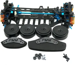 Plastic&Carbon Fiber Shaft Drive 4WD Chassis RC Touring Car Frame Body Kit with 4 Wheels Shock Absorbers for Tamiya TT01 TT01E 1/10 RC Drift Car DIY Part Upgrade Components Frame Kit