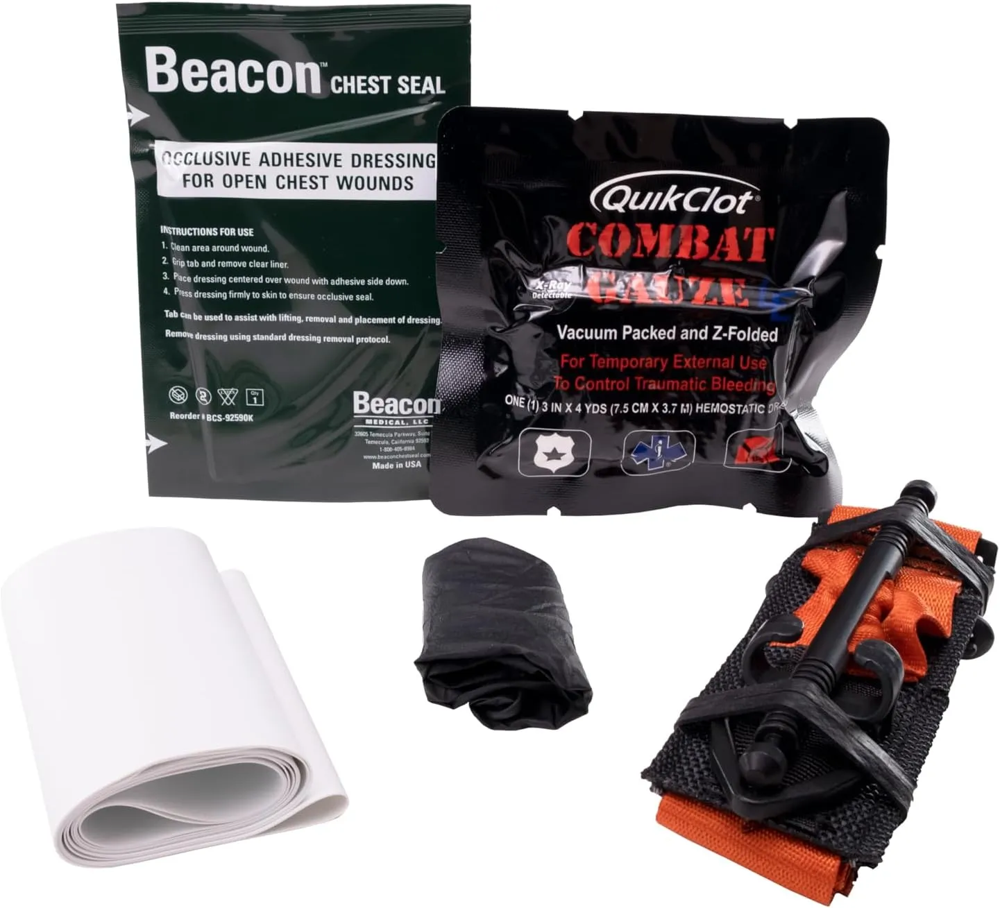 Pocket Medical Kit (PMK-LE) with Hemostatic Combat Gauze, Complete Trauma Kit for First Responders & Emergency First Aid Kit for Civilians