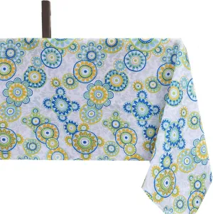 Poise3EHome Outdoor Tablecloth Rectangle with Umbrella Hole Waterproof Flower Easter Tablecloth f for Spring Picnic Party Patio Table Camping, Floral (60X104 Zipper)