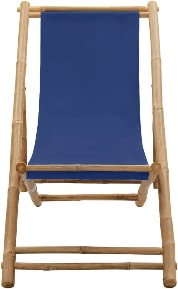 Pool Chairs,Lawn Chairs,Egg Chair,Camping Chair,Deck Chair Bamboo and Canvas Navy BlueFor Gardens, patios, Balconies