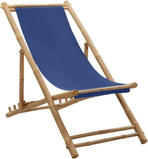 Pool Chairs,Lawn Chairs,Egg Chair,Camping Chair,Deck Chair Bamboo and Canvas Navy BlueFor Gardens, patios, Balconies