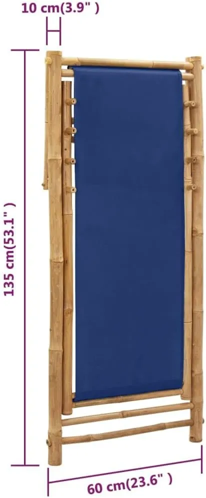 Pool Chairs,Lawn Chairs,Egg Chair,Camping Chair,Deck Chair Bamboo and Canvas Navy BlueFor Gardens, patios, Balconies