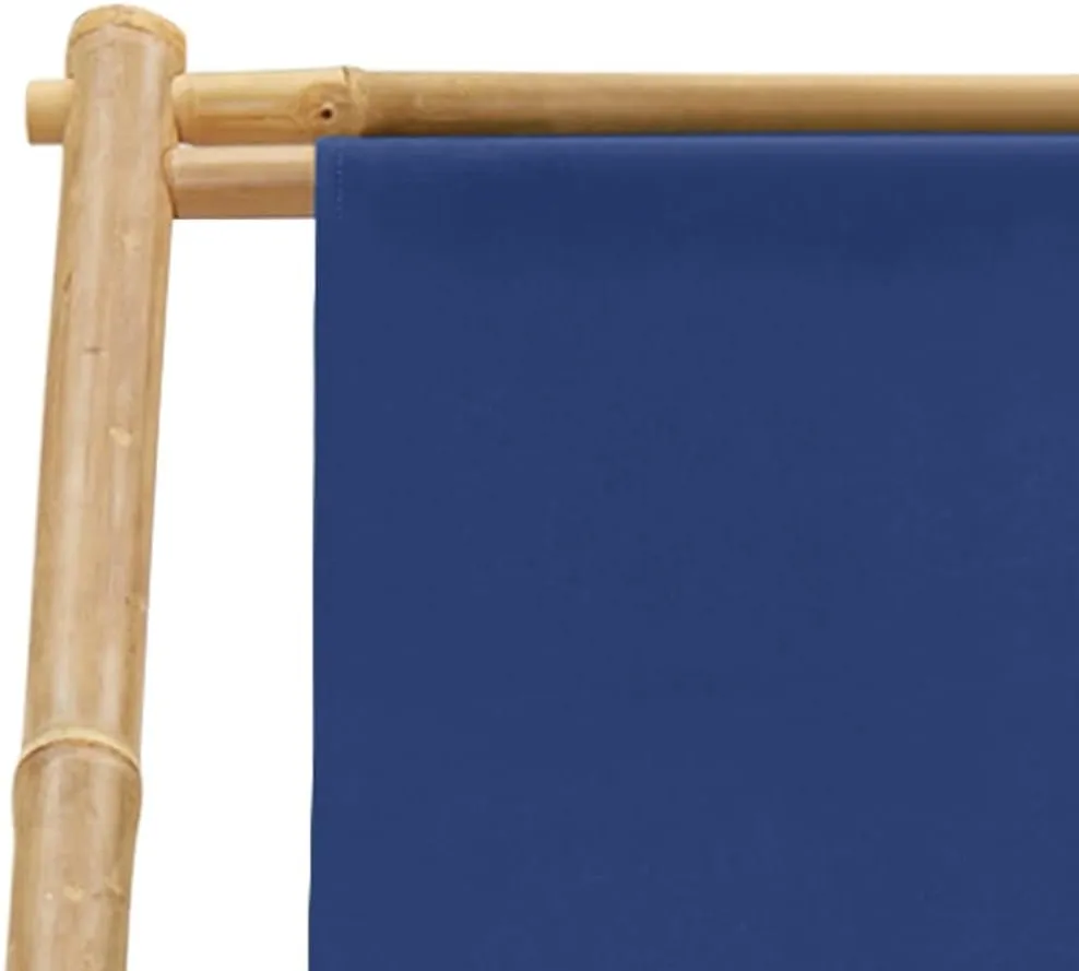 Pool Chairs,Lawn Chairs,Egg Chair,Camping Chair,Deck Chair Bamboo and Canvas Navy BlueFor Gardens, patios, Balconies