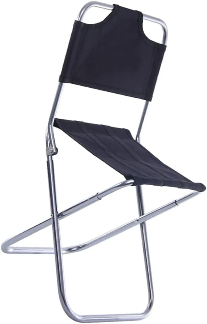 POPETPOP Small Portable Camping Chair Foldable Stool Back Aluminum Alloy for Outdoor