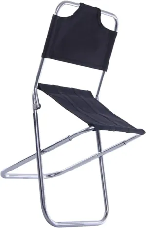 POPETPOP Small Portable Camping Chair Foldable Stool Back Aluminum Alloy for Outdoor