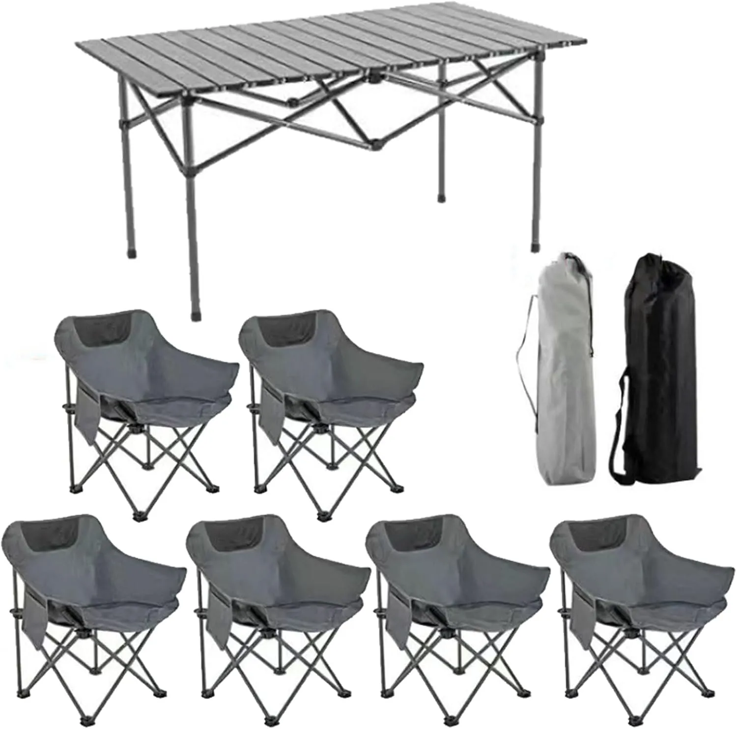 Portable Aluminum Camping Table Set with Foldable Design Lightweight Roll up Table Top for Picnic BBQ Garden Hiking Fishing Includes Air Fur Set
