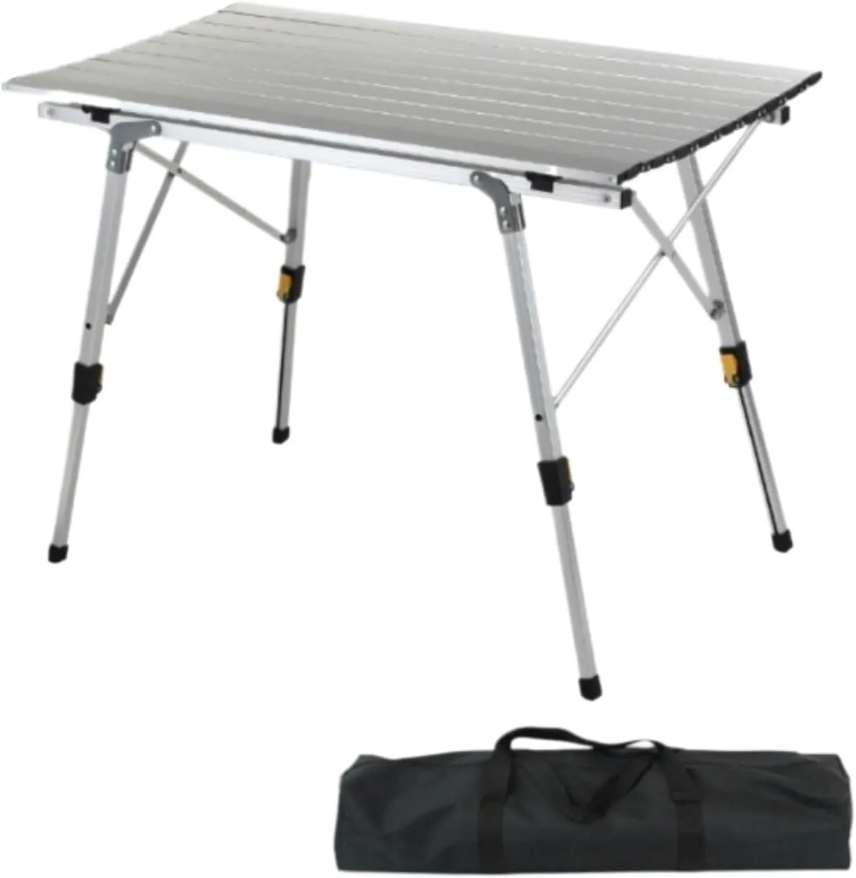 Portable Beach Table Outdoor Portable Camping Table with Aluminum Legs Adjustable Height Roll Up Table Top Folding Camping Table