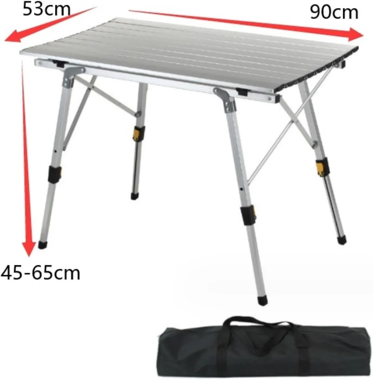 Portable Beach Table Outdoor Portable Camping Table with Aluminum Legs Adjustable Height Roll Up Table Top Folding Camping Table