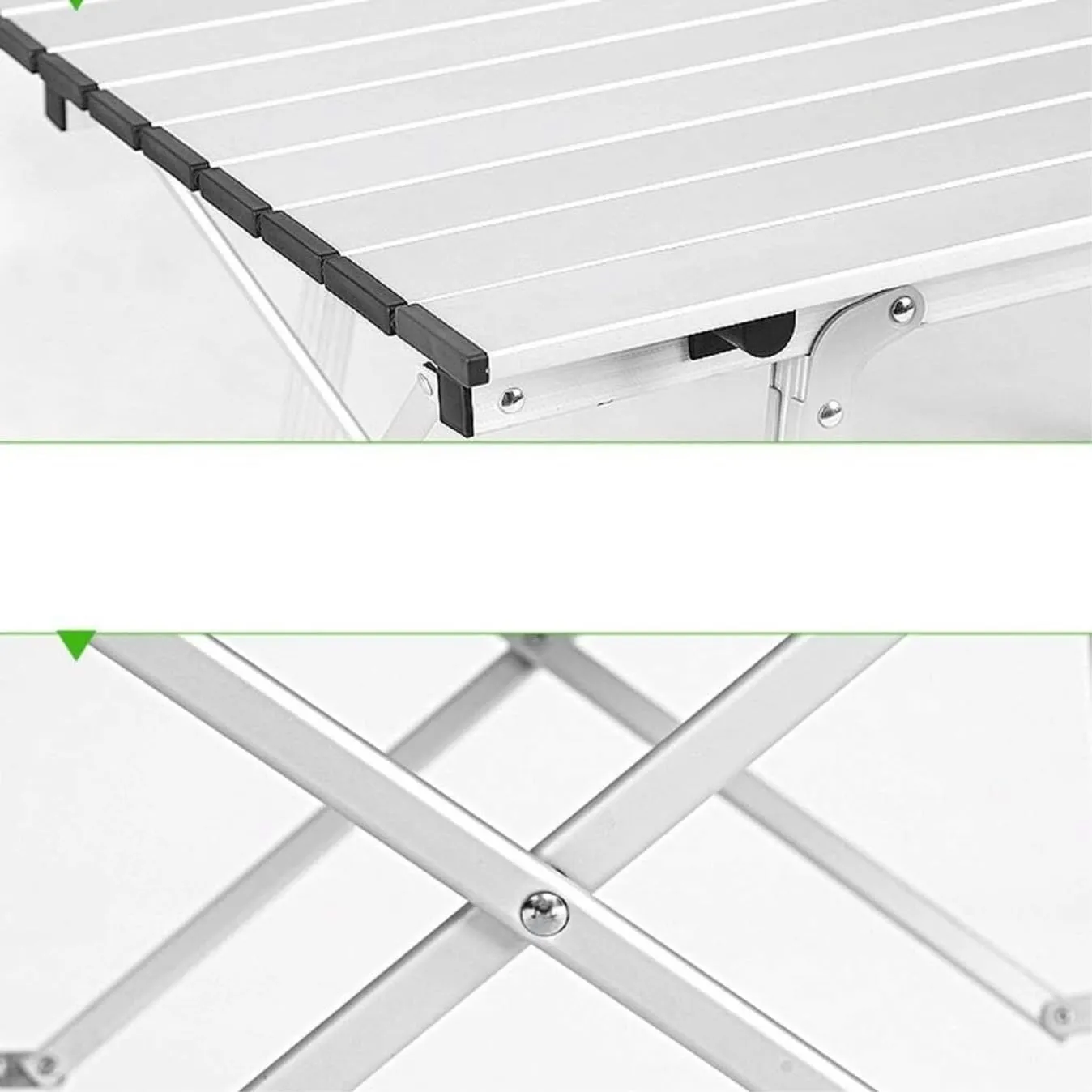 Portable Beach Table Outdoor Portable Camping Table with Aluminum Legs Adjustable Height Roll Up Table Top Folding Camping Table