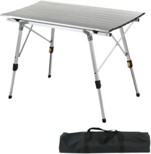 Portable Beach Table Outdoor Portable Camping Table with Aluminum Legs Adjustable Height Roll Up Table Top Folding Camping Table