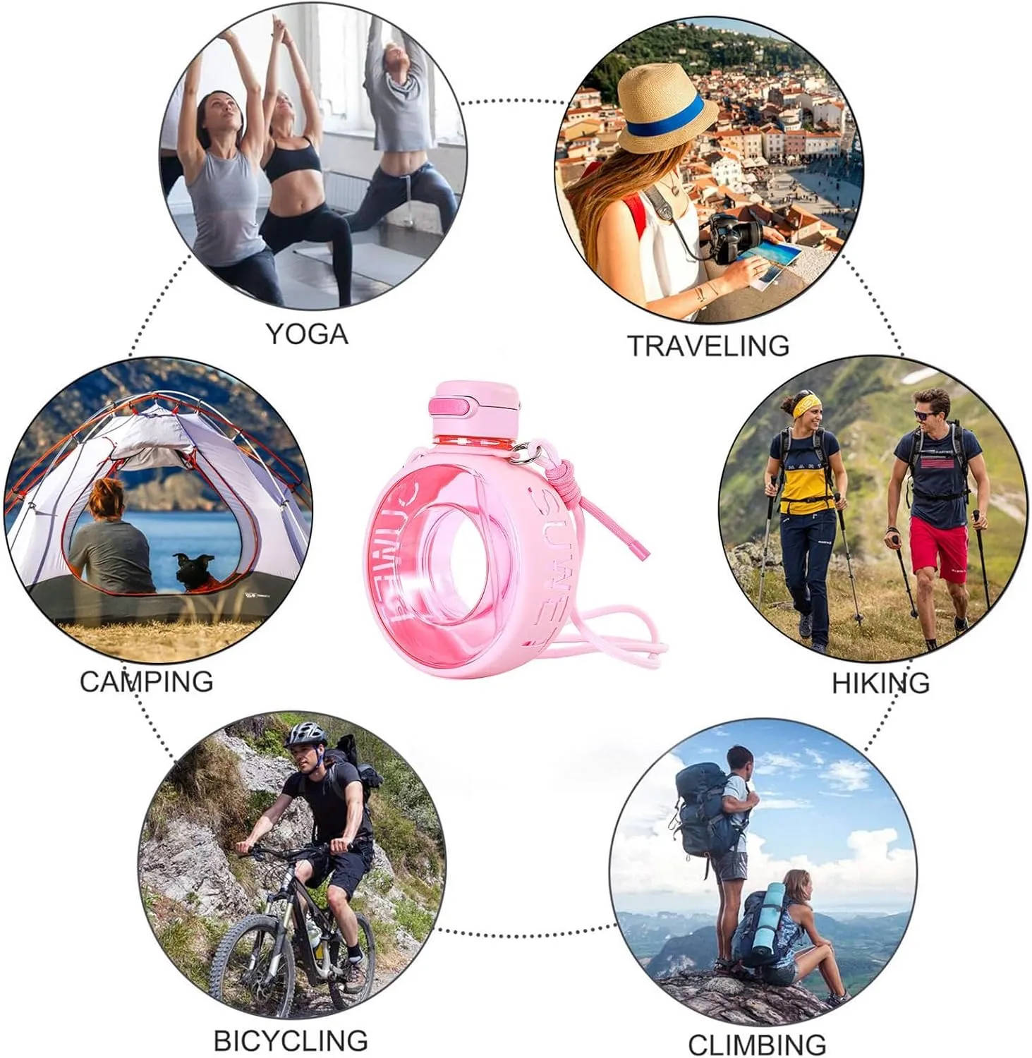 Portable -Bottle - 700ml Sports Cup with Shoulder Strap | Portable Reusable Fashion Water Bottle | Sports Water Bottle | Leakproof Water Container for Travel Sports Daily Use