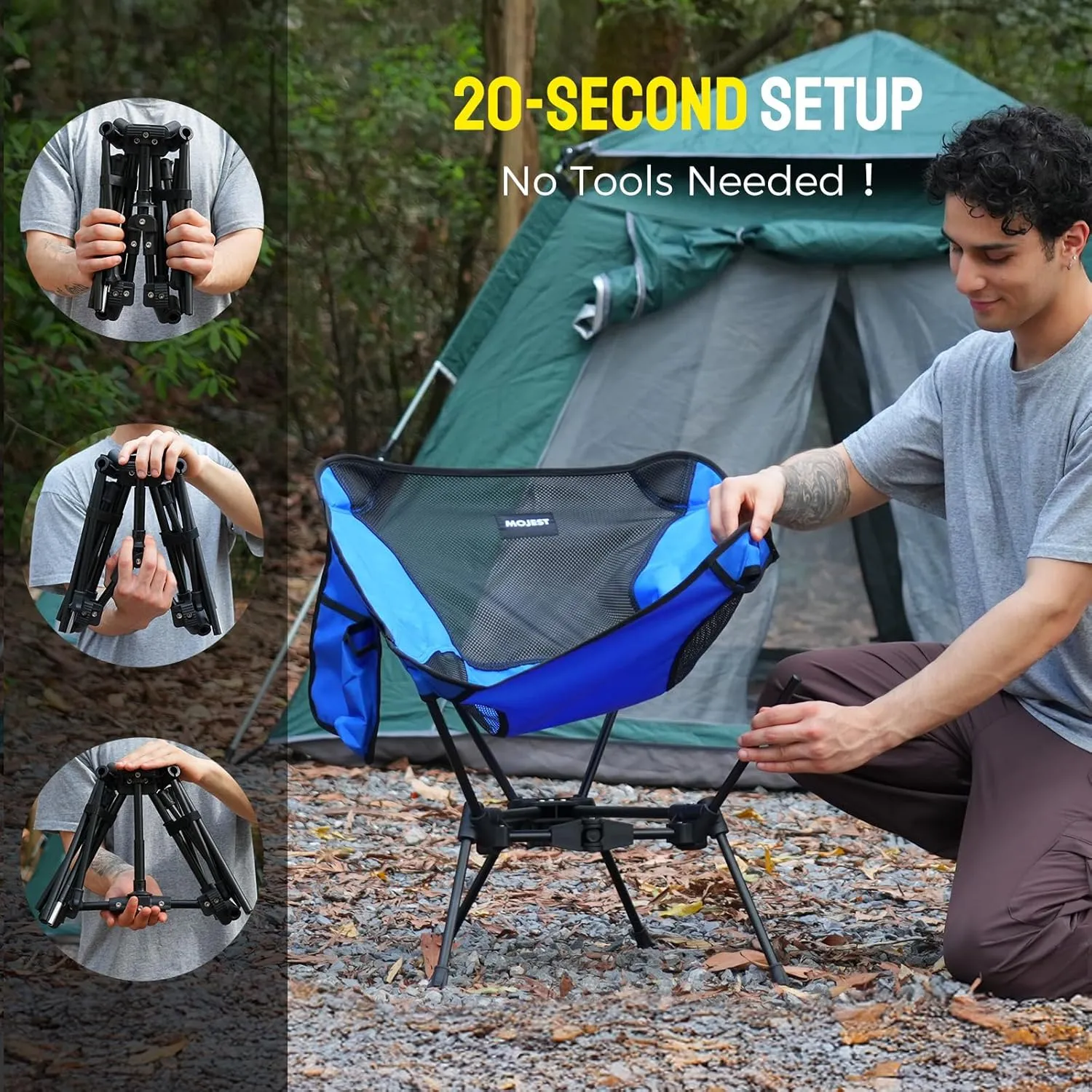 Portable Camping Chair – Compact Lightweight Folding Chair for Adults, Supports 330 lbs – Ideal for Backpacking Hiking, Fishing, Beach, Picnic & Lawn (Blue)