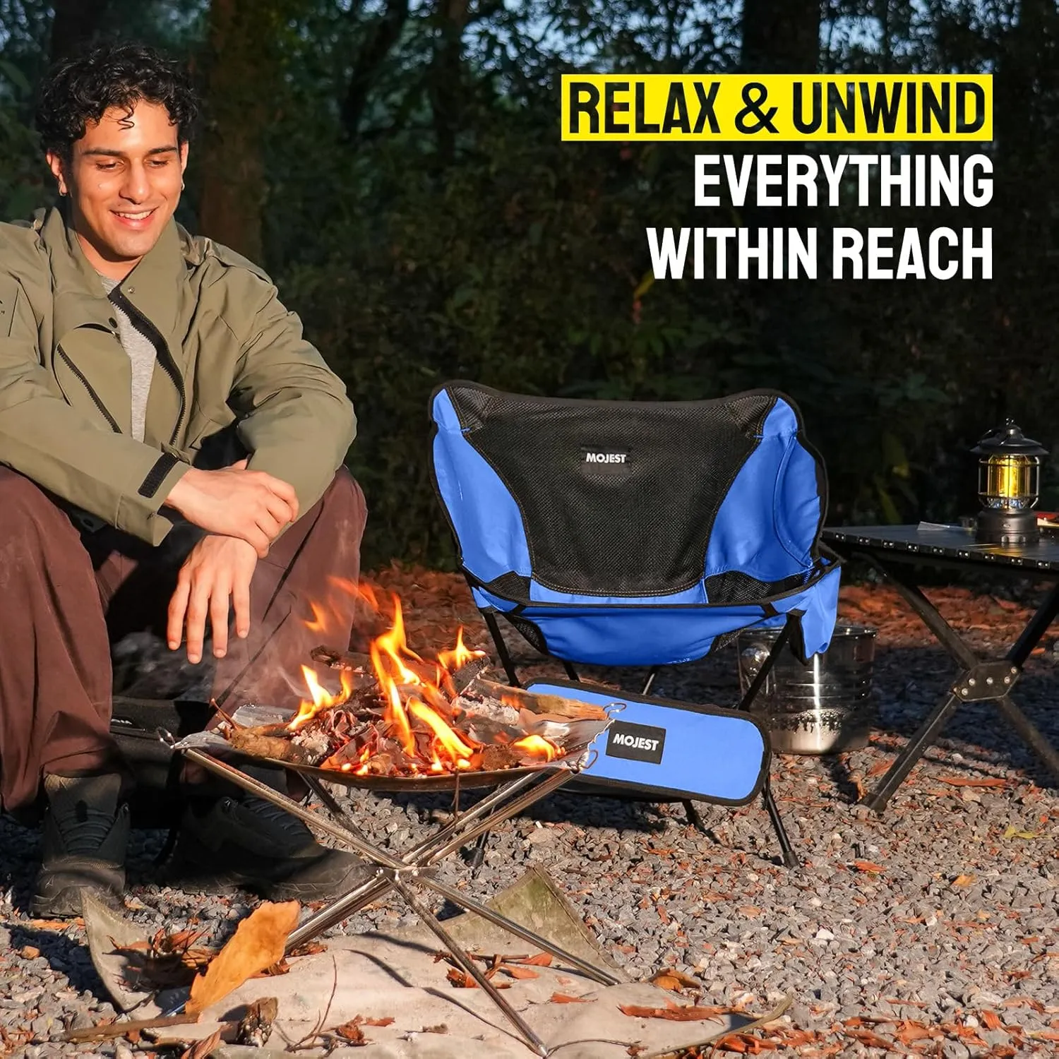 Portable Camping Chair – Compact Lightweight Folding Chair for Adults, Supports 330 lbs – Ideal for Backpacking Hiking, Fishing, Beach, Picnic & Lawn (Blue)
