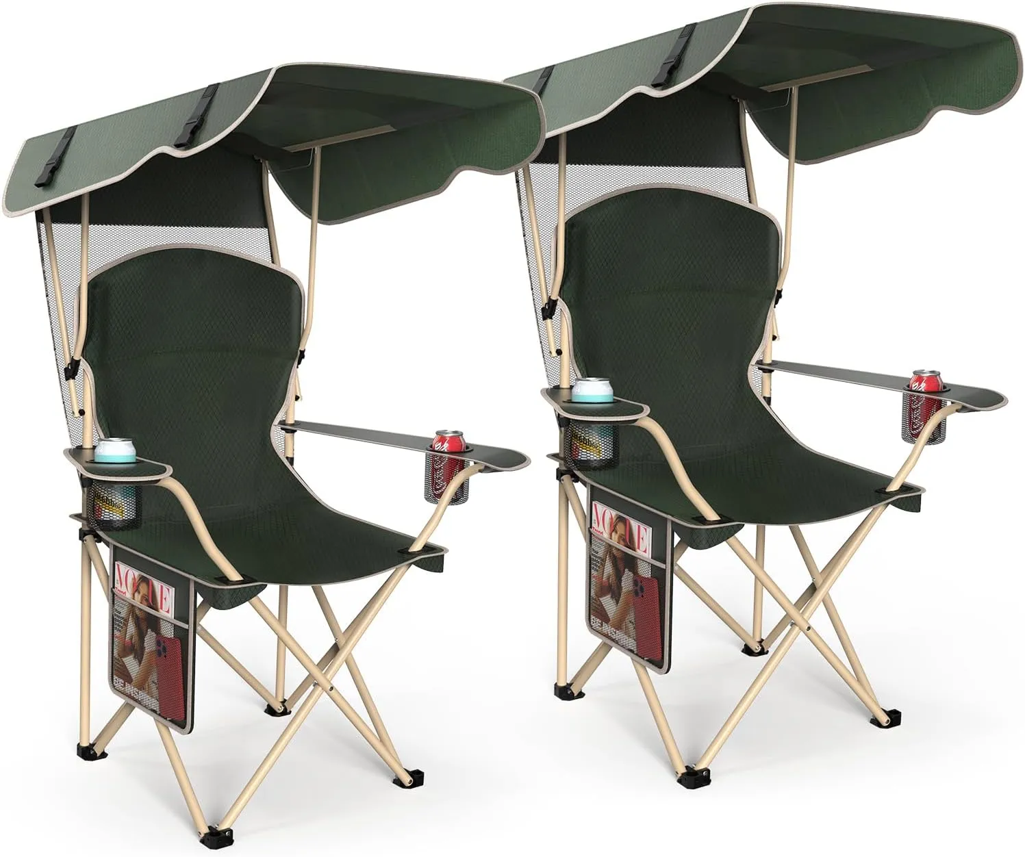Portable Camping Chair with Canopy - Folding Chair with Canopy, Durable 600D Oxford Canopy Chair for Camping, Beach, Picnics, Fishing & Sports