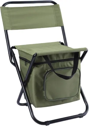 Portable Camping Chairs, Camping Outdoor Chair Ultralight with Cooler Insulated Picnic Bag, Camping Fishing Folding Chair, Camping Chairs for Adults (Green)