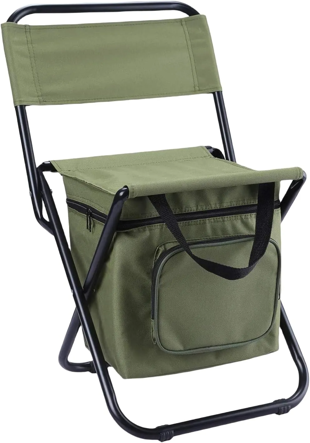 Portable Camping Chairs, Camping Outdoor Chair Ultralight with Cooler Insulated Picnic Bag, Camping Fishing Folding Chair, Camping Chairs for Adults (Green)