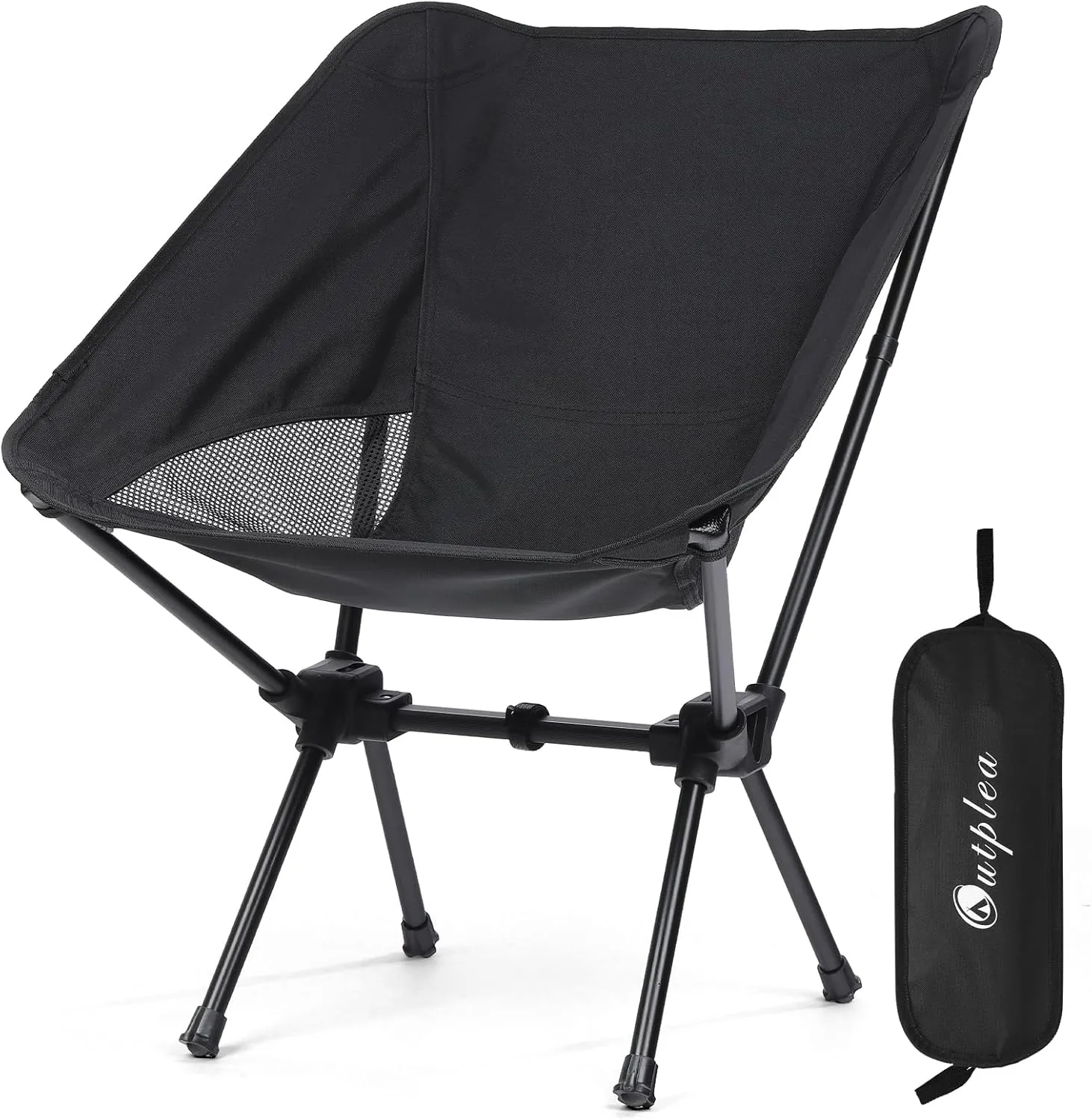 Portable Camping Chairs Men Women, Folding Backpacking Camping Chairs for Adult, Compact Small Beach Chair, Lightweight Camp Chair for Travel Hiking, Black