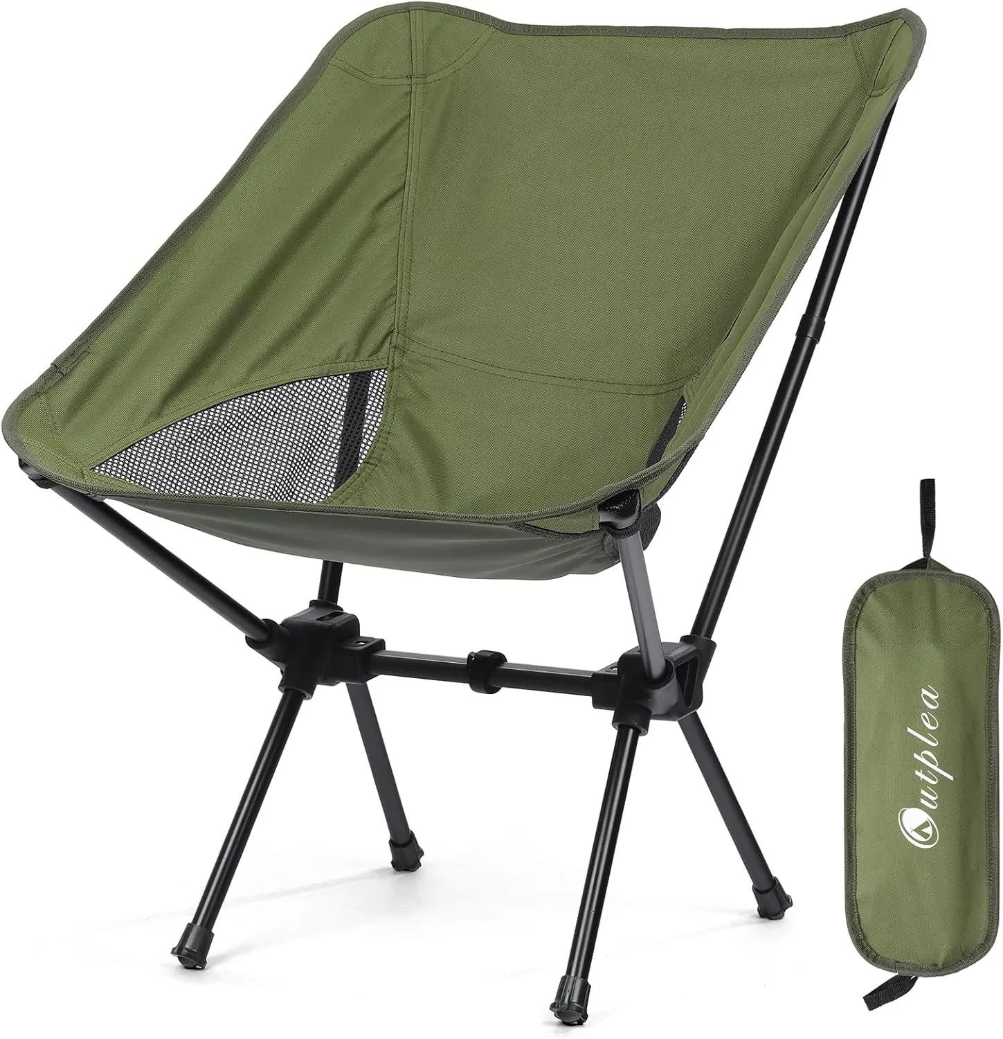 Portable Camping Chairs Men Women, Folding Backpacking Camping Chairs for Adult, Compact Small Beach Chair, Lightweight Camp Chair for Travel Hiking, Green