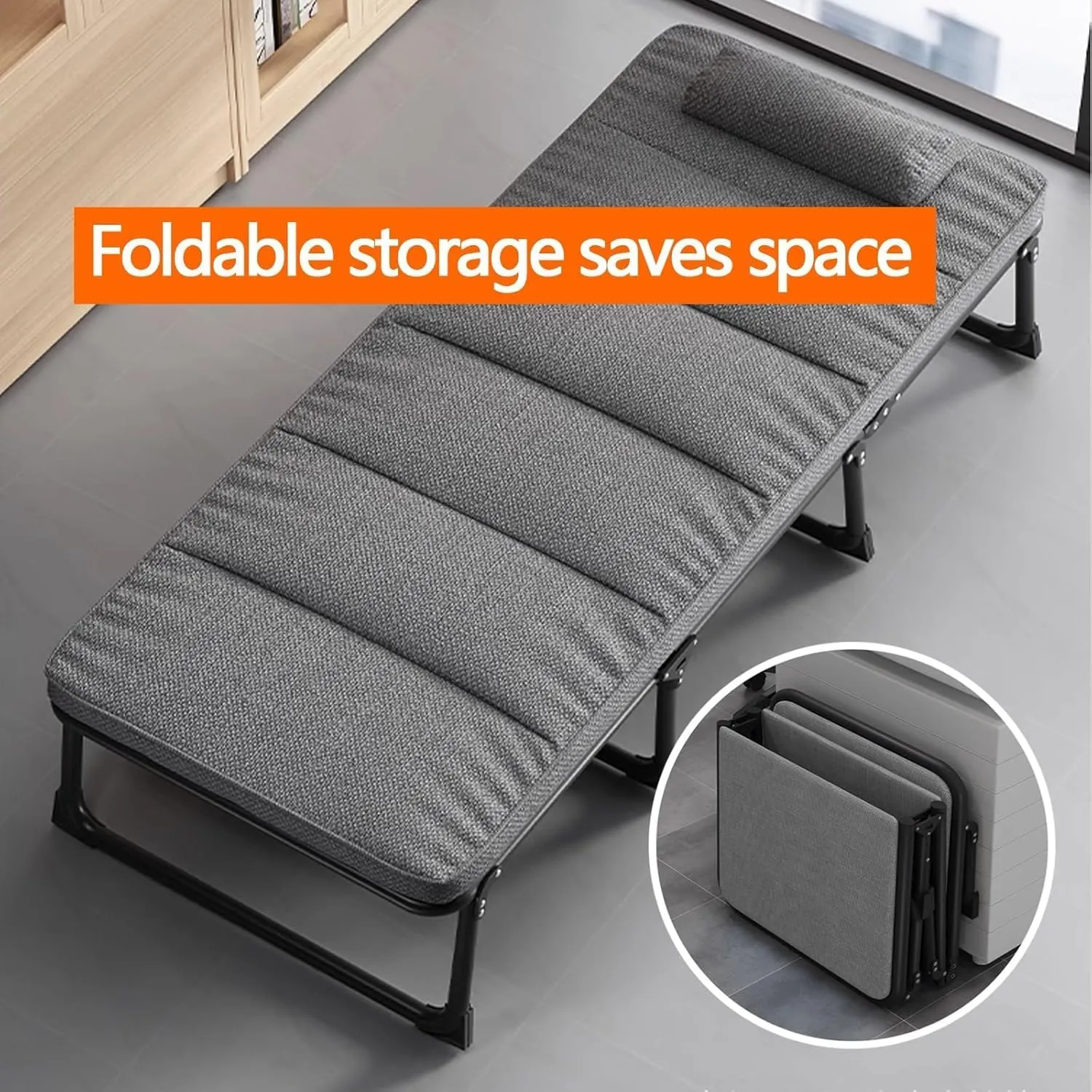 Portable Camping Cots 4 Levels Adjustment Backrest Camping Cots for Adults with 4cm Mattress Load 661 Lbs Cots for Camping