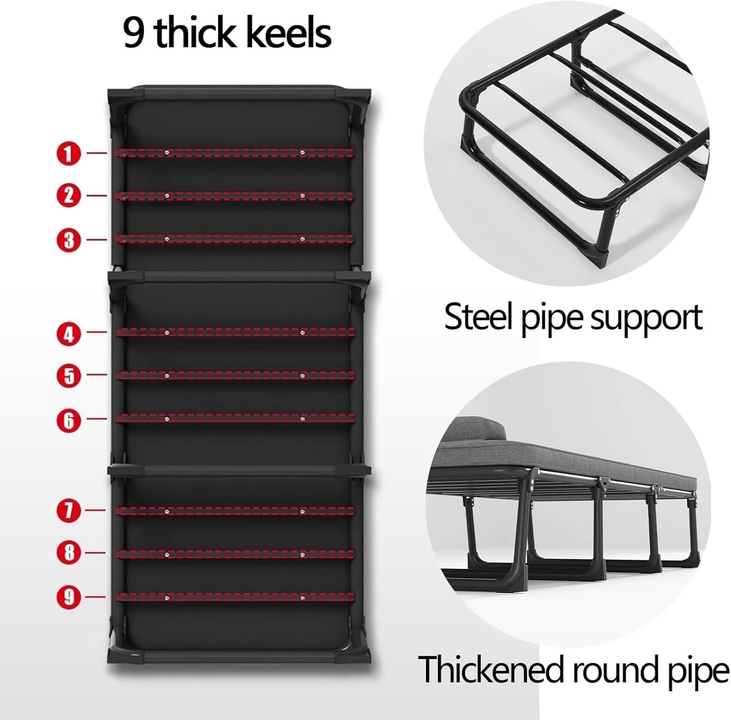 Portable Camping Cots 4 Levels Adjustment Backrest Camping Cots for Adults with 4cm Mattress Load 661 Lbs Cots for Camping