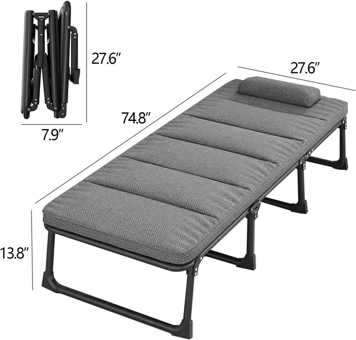 Portable Camping Cots 4 Levels Adjustment Backrest Camping Cots for Adults with 4cm Mattress Load 661 Lbs Cots for Camping