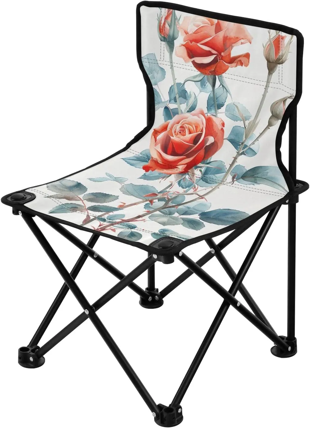 Portable Camping Folding Chairs Foldable Chair Small A Red Roses Lightweight Backpacking Outdoor Outside Fishing