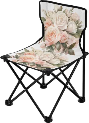 Portable Camping Folding Chairs Foldable Chair Small Bouquet Rose Pink Lightweight Backpacking Outdoor Outside Fishing