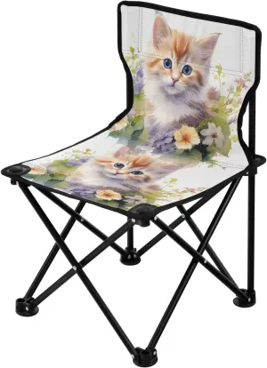 Portable Camping Folding Chairs Foldable Chair Small Little Cat Cute Lightweight Backpacking Outdoor Outside Fishing