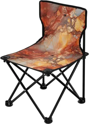 Portable Camping Folding Chairs Foldable Chair Small Marble Orange Lightweight Backpacking Outdoor Outside Fishing