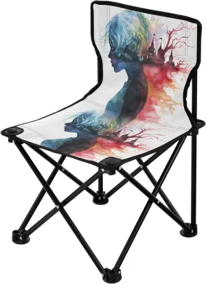 Portable Camping Folding Chairs Foldable Chair Small Nymph Character 2 Lightweight Backpacking Outdoor Outside Fishing