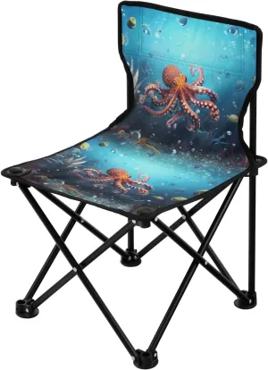 Portable Camping Folding Chairs Foldable Chair Small Octopus Undersea Lightweight Backpacking Outdoor Outside Fishing