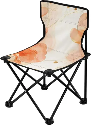 Portable Camping Folding Chairs Foldable Chair Small Orange Flowers Lightweight Backpacking Outdoor Outside Fishing