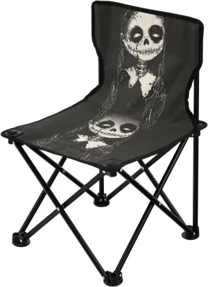 Portable Camping Folding Chairs Foldable Chair Small Skull Black Lightweight Backpacking Outdoor Outside Fishing
